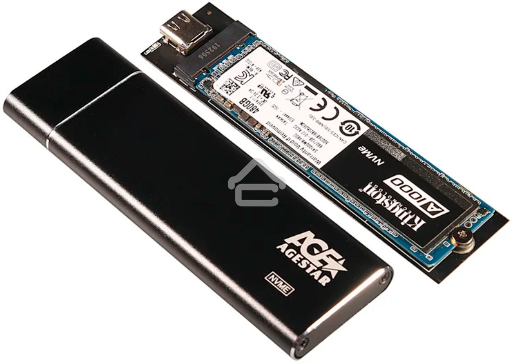Внешний корпус AgeStar USB 3.1 Type-C M.2 NVME (M-key) AgeStar 31UBNV5C черный, алюминий, черный