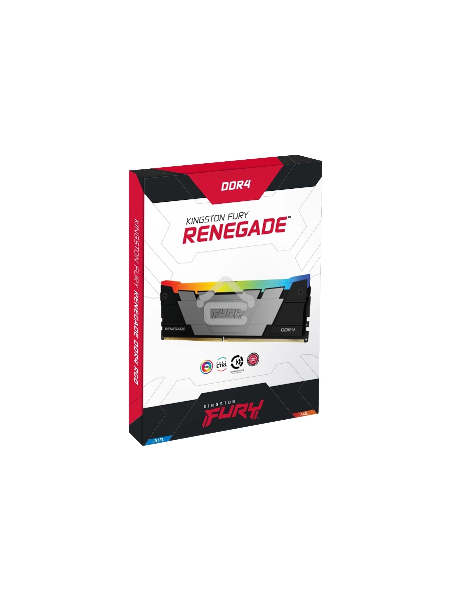 Оперативная память Kingston Fury Renegade, DDR4, 32GB (2x16GB), 3600MHz, CL16, DIMM, с радиатором, RGB, серебристый/черный