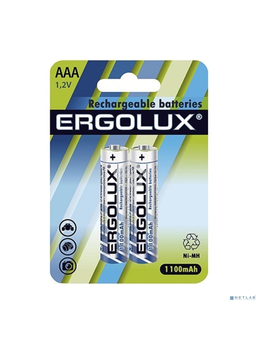Аккумулятор Ergolux AAA-1100мА.ч Ni-Mh BL-2 NHAAA1100BL2 1.2В (блист.2шт)