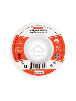 Медная лента (оплетка) для удаления припоя d=3 ммx1.5 м | 09-3004 | REXANT
