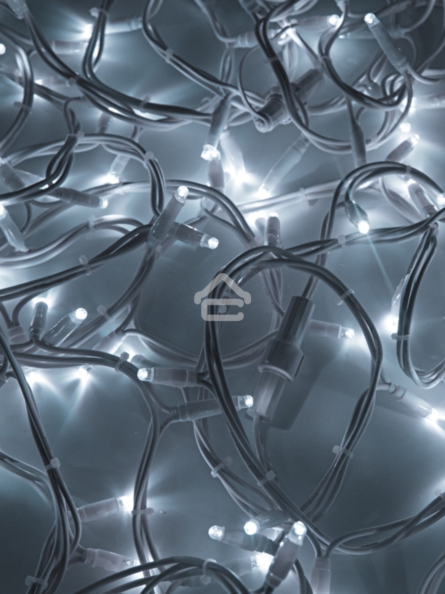 Гирлянда модульная «Дюраплей LED» 20 м, 200 LED, белый каучук, свечение белое