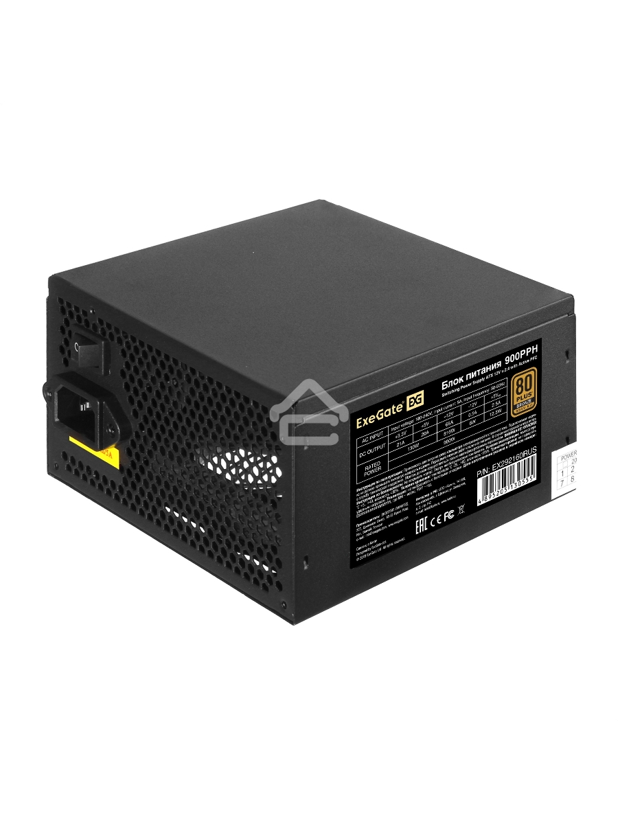 Блок питания ExeGate 900PPH-OEM RTL (EX292173RUS-OEM), 900Вт, 80 PLUS Bronze, 120мм, черный