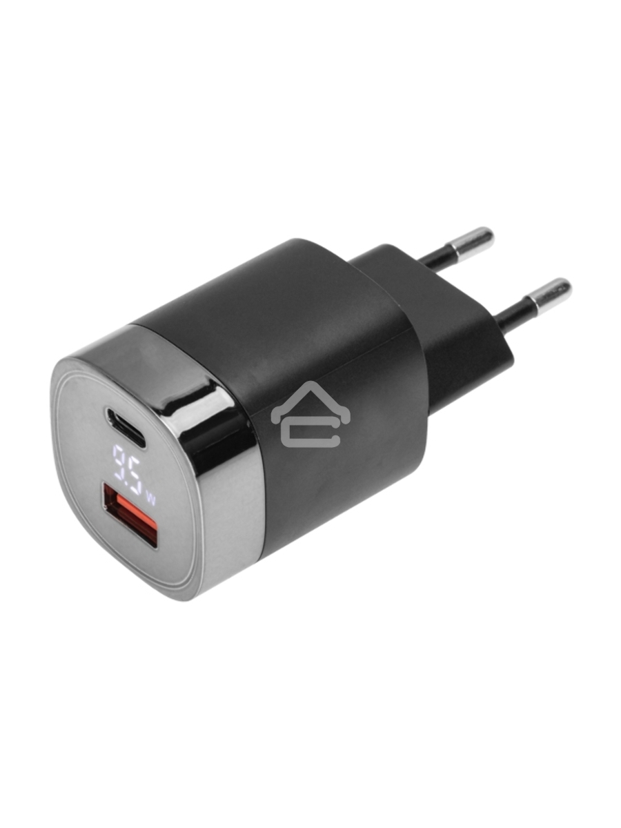 Сетевое зарядное устройство USB QC (30W) + Type C PD (33W), с дисплеем Rexant