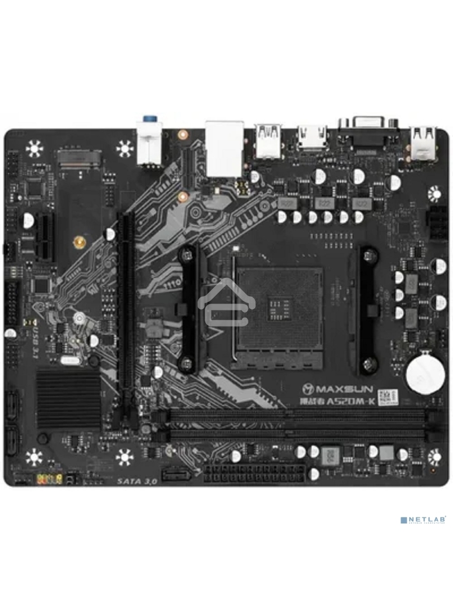 Материнская плата Maxsun Challenger A520M-K, AM4, AMD A520, 2xDDR4, 3xSATA, 1xM.2, 1xPCIe 3.0 x16, 1xPCIe 3.0 x1, 1xHDMI, 1xVGA, 1x 1Gb LAN, 2xUSB-A 3.2 Gen 1, 4xUSB-A 2.0, 3x3.5 мм, 5.1, M-ATX