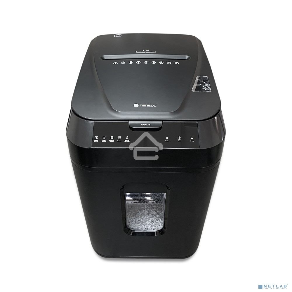 Шредер ГЕЛЕОС АП40-4, DIN P-4 (4 ур-нь секр.), фрагмент 3,9х12мм, АВТОПОДАЧА 170 лист (70г/м2), пл.карты/скрепки/скобы, 37 литров