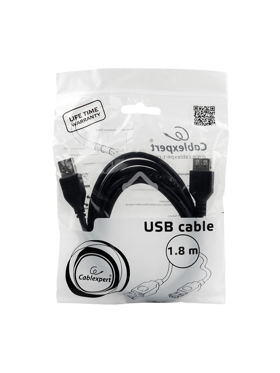 Кабель Gembird PRO CCP-USB2-AMAF-6 USB 2.0 кабель удлинительный 1.8м AM/AF позол. контакты, пакет