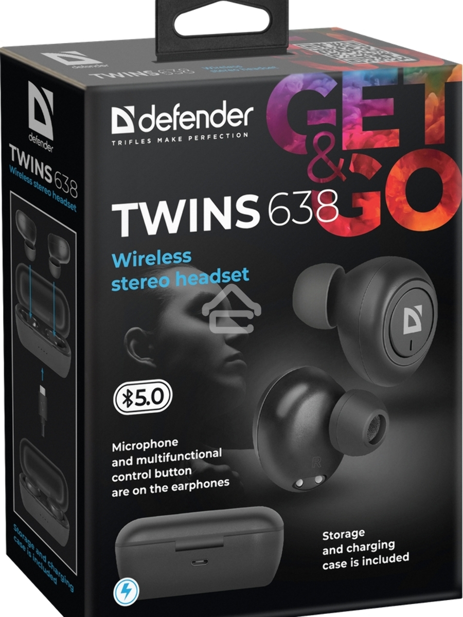 Гарнитура Defender TWINS 638 черный