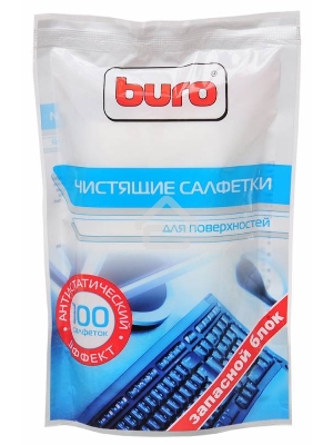Салфетки Buro BU-Zsurface, 100 шт для поверхностей мягкая упаковка 100шт влажных