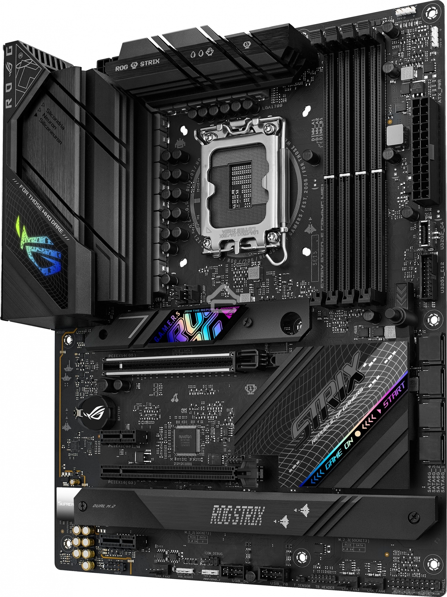 Материнская плата ASUS ROG STRIX B760-F GAMING WIFI, LGA 1700, Intel B760, 4xDDR5, 4xSATA, 3xM.2, 1xPCI-E 5.0 x16, 1xPCI-E 3.0 x4, 1xHDMI, 1xDP, 1x 2.5Gb LAN, 1xUSB-A 3.2 Gen 2, 6xUSB-A 3.2 Gen 1, 1xUSB-C 3.2 Gen 2x2, 5x3.5 мм, 7.1, Standard-ATX