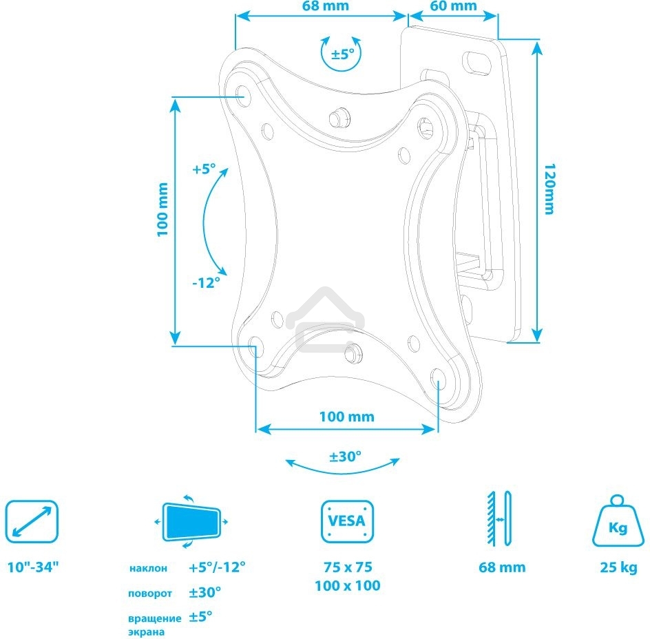 Кронштейн для телевизора Kromax CORBEL-1 черный 10