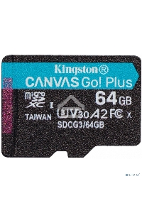 Флеш карта  Kingston 64GB microSDXC Canvas Go Plus 170R A2 U3 V30 Single Pack w/o ADP EAN: 740617301175
