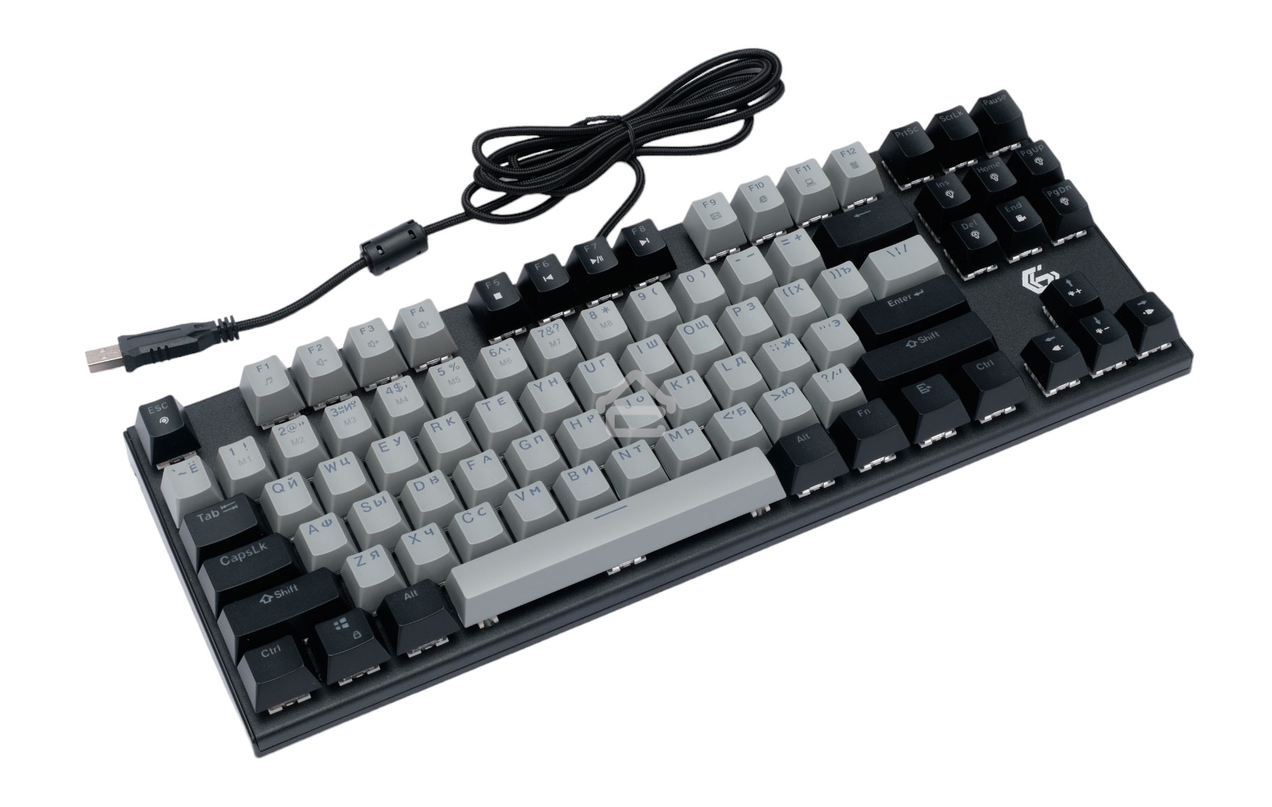 Клавиатура проводная механическая Gembird KB-G600, 87кл, Rainbow, красн.свитчи, 1.8м, черная