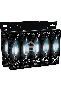 Лампа филам. Gauss Filament 11Вт цок.:E14 свеча 220B св.свеч.бел.нейт. CF35 (упак.:10шт) (104801211)