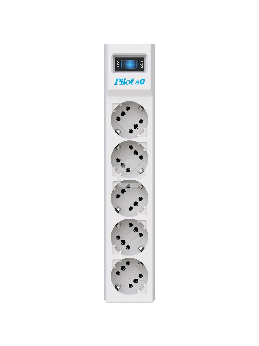 Сетевой фильтр ZIS PILOT Surge protector Pilot SG5 5 outlets (GP), 10A / 2.2kVt, automatic circuit-breaker, 5 m