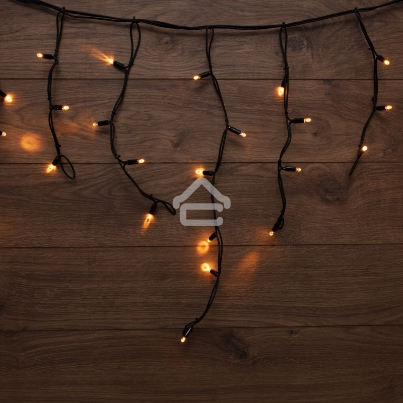 Гирлянда Neon-night Айсикл (Бахрома) светодиодная 5х0,7 м, с эффектом мерцания, 152 LED, черный провод каучук, теплое белое свечение