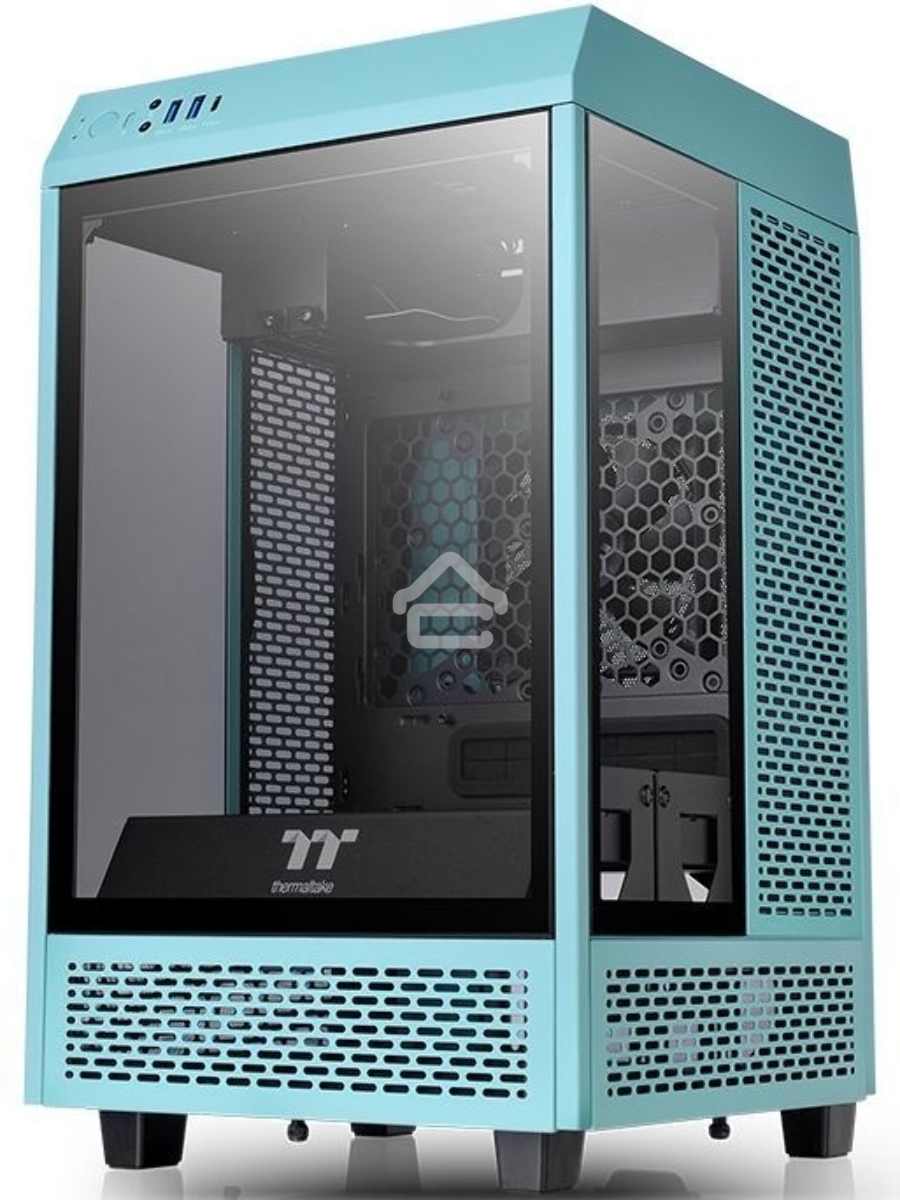 Корпус Thermaltake The Tower 100 Turquoise черный без БП miniITX 1x120mm 3x140mm 2xUSB3.0 audio bott PSU