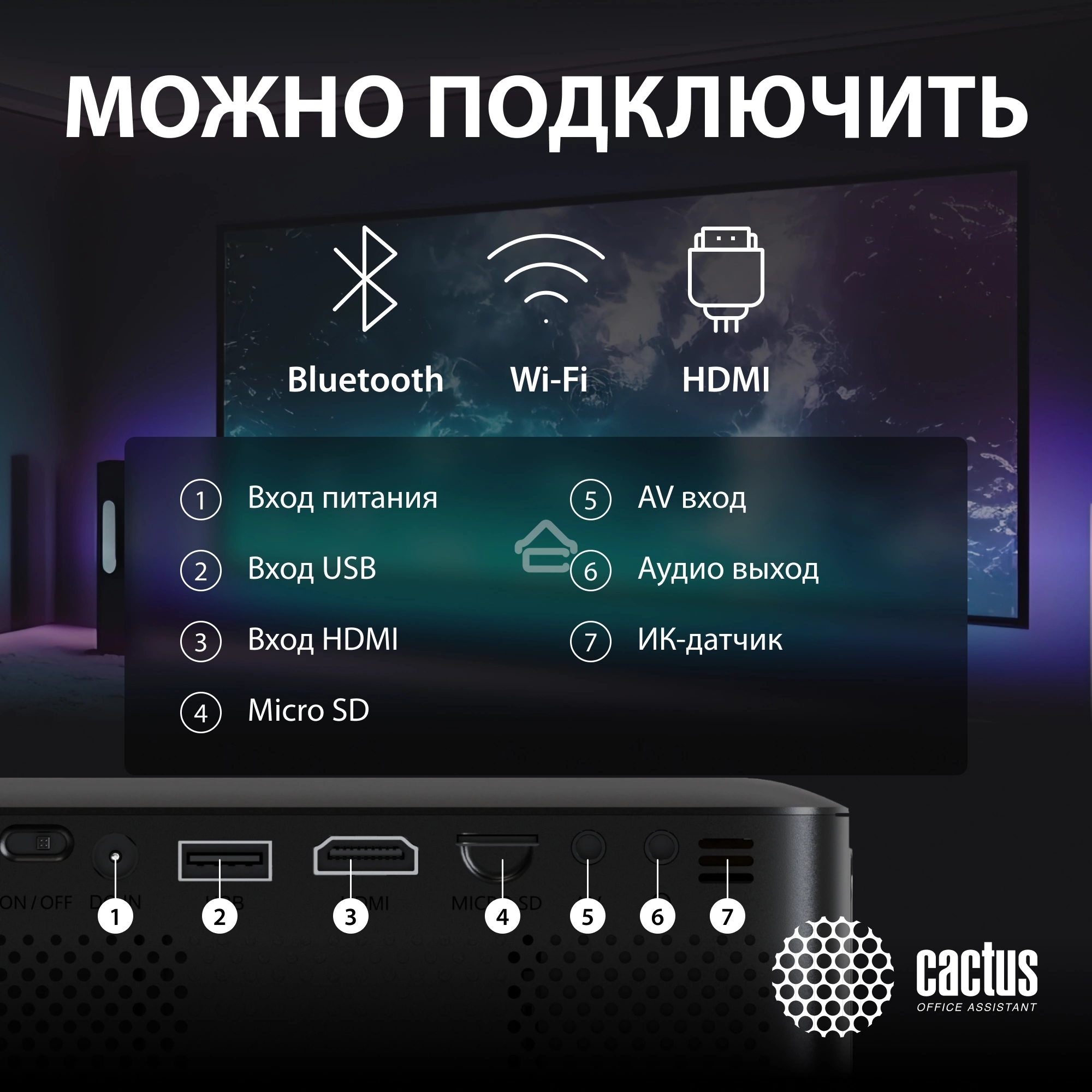 Проектор Cactus CS-PRE.08B.WXGA LCD 1500Lm LS 150Lm ANSI (1280x720) 1000:1 ресурс лампы:30000часов 1xUSB typeA 1xHDMI 0.5кг