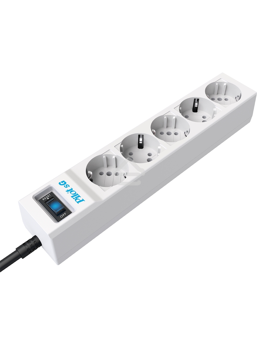 Сетевой фильтр ZIS PILOT Surge protector Pilot SG5 5 outlets (GP), 10A / 2.2kVt, automatic circuit-breaker, 5 m