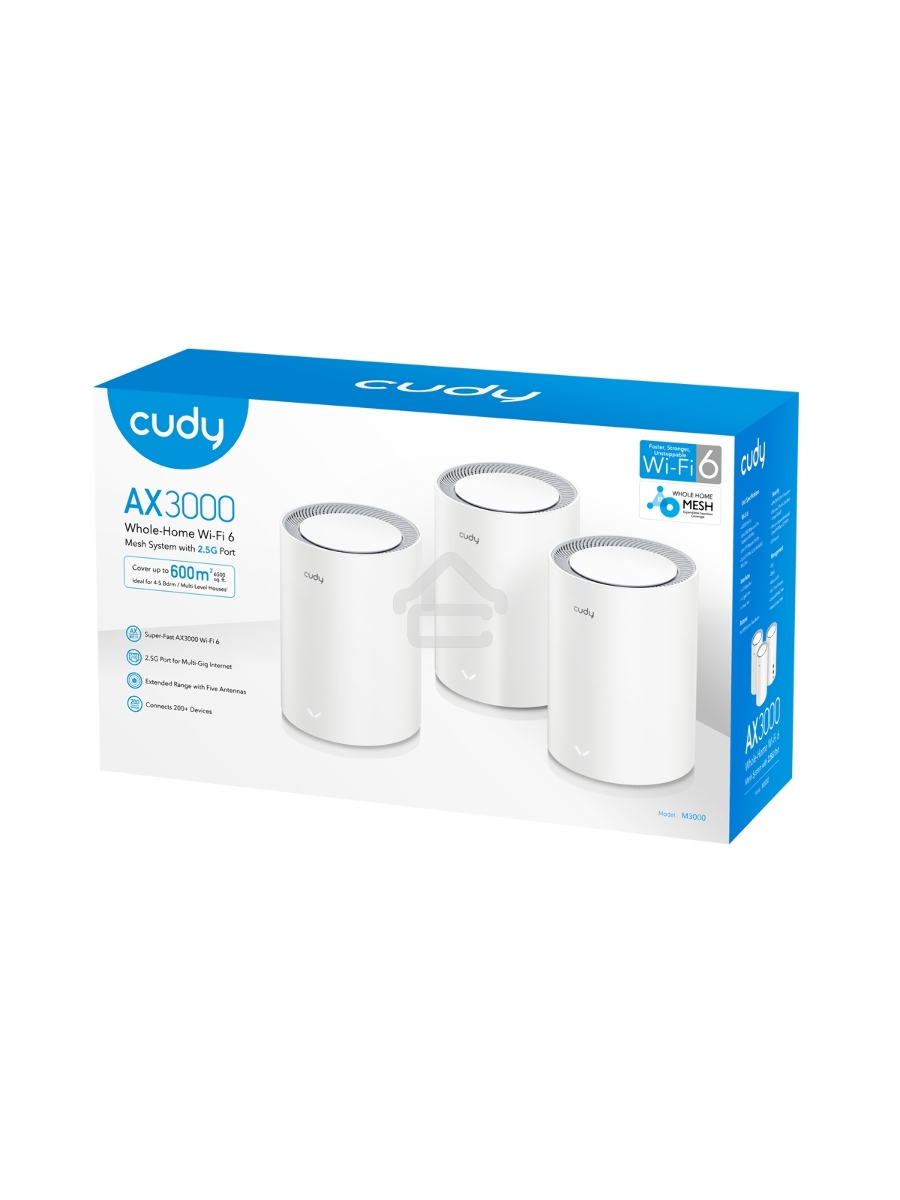 Wi-Fi Mesh-система/ AX3000 Wi-Fi 6 Mesh 2.5G Solution 3-Pack, Dual-Band,  Chipset MT7981BA+MT7976CN+RTL8221B, 802.11ax/ac/a/b/g/n,  2402Mbps at 5GHz + 574Mbps at 2.4GHz,  2.5G WAN+GE LAN, 5 internal antennas,  MU-MIMO, DDNS, Zerotier/Wireguard/OpenVPN/IPS