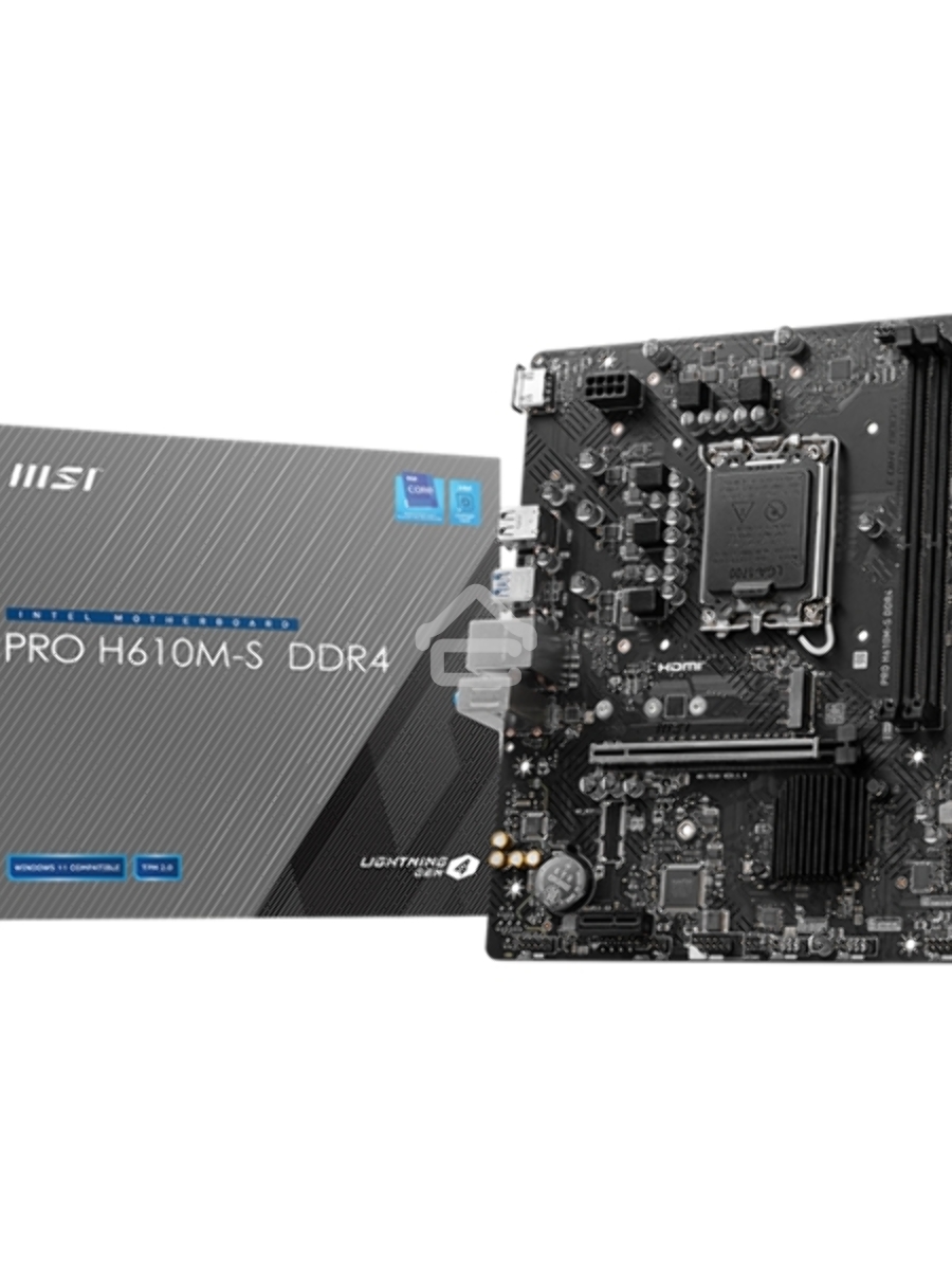 Материнская плата MSI PRO H610M-S DDR4, LGA 1700, Intel H610, 2xDDR4, 2xSATA, 1xM.2, 1xPCIe 4.0 x16, 1xPCIe 3.0 x1, 1xHDMI, 1x1Gb LAN, 4xUSB 2.0, 2xUSB 3.2 Gen 1, 3x3.5 мм, 7.1, Micro-ATX