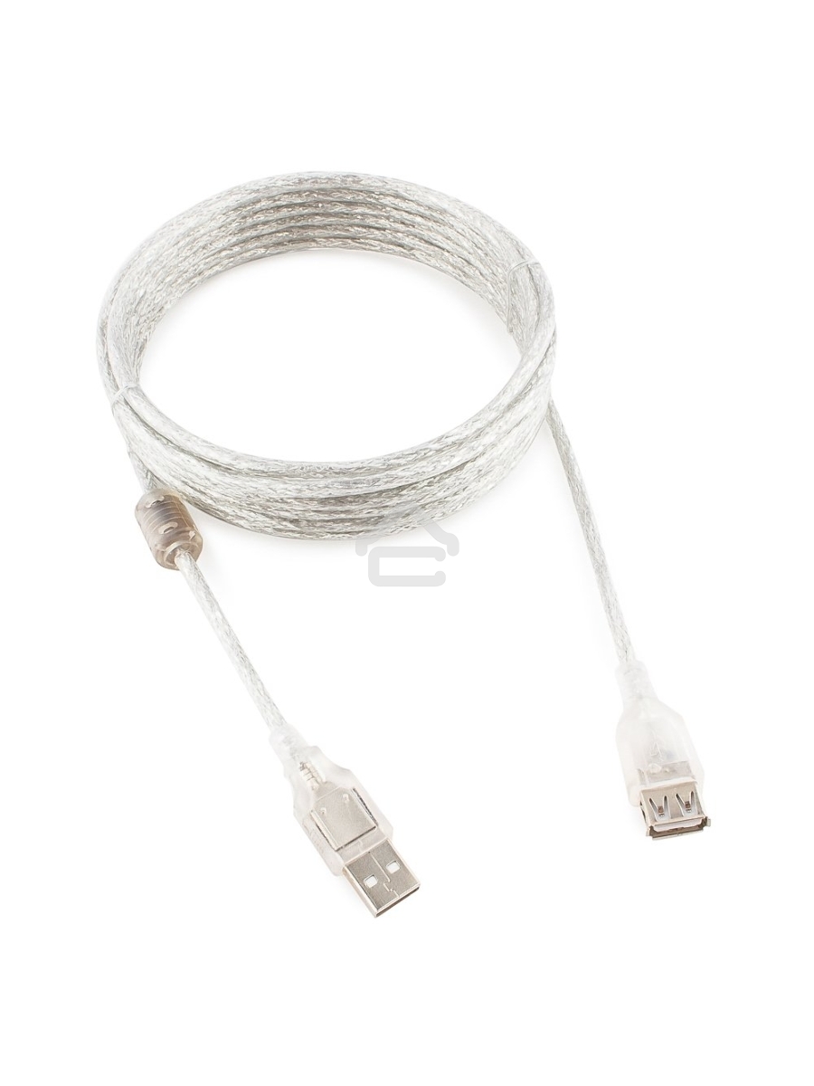 Кабель удлинитель USB2.0 Pro Cablexpert CCF-USB2-AMAF-TR-15, AM/AF, 4,5м, экран, 2феррит.кольца, прозрачный, пакет