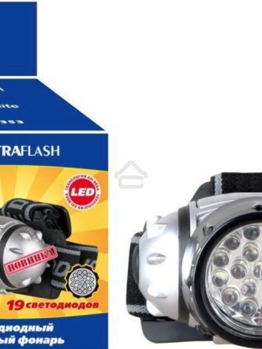 Фонарь ULTRAFLASH LED5353налобн металлик 19led 4 реж 3xr03 пласт коробка