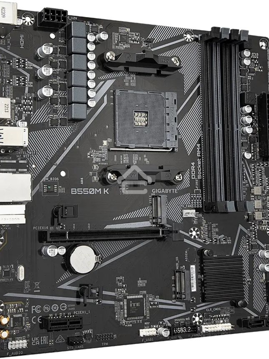Материнская плата Gigabyte B550M K, AM4, AMD B550, 4xDDR4, 4xSATA, 2xM.2, 1xPCIe 4.0 x16, 1xPCIe x1, 1xHDMI, 1xDP, 1x 1Gb LAN, 4xUSB-A 3.2 Gen 1, 4xUSB-A 2.0, 3x3.5 мм, 7.1, mATX