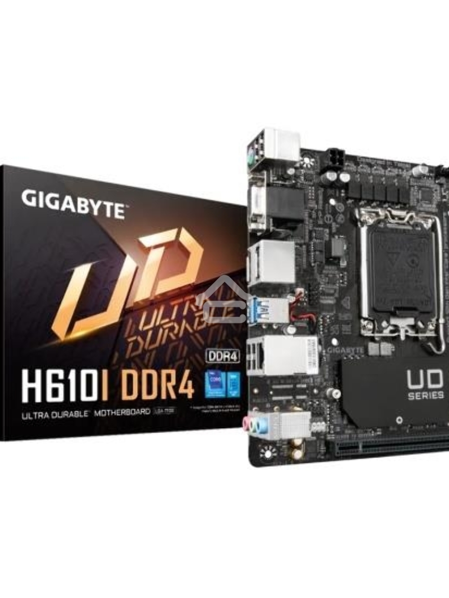 Материнская плата Gigabyte H610I DDR4, LGA 1700, Intel H610, 2xDDR4, 4xSATA, 1xM.2, 1xPCIe 4.0 x16, 1xHDMI, 1xVGA, 2xDP, 1x 1Gb LAN, 2xUSB-A 3.2 Gen 1, 4xUSB-A 2.0, 3x 3.5 мм, 7.1, Mini-ITX