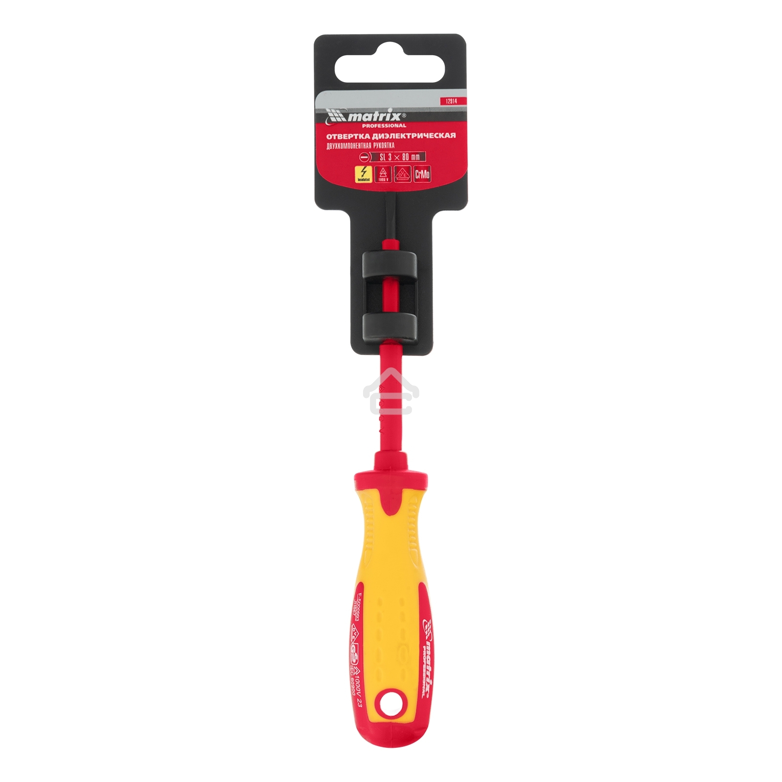 Отвертка Matrix Insulated, SL3,0 x 80 мм, CrMo, до 1000 В, двухкомп. рукоятка