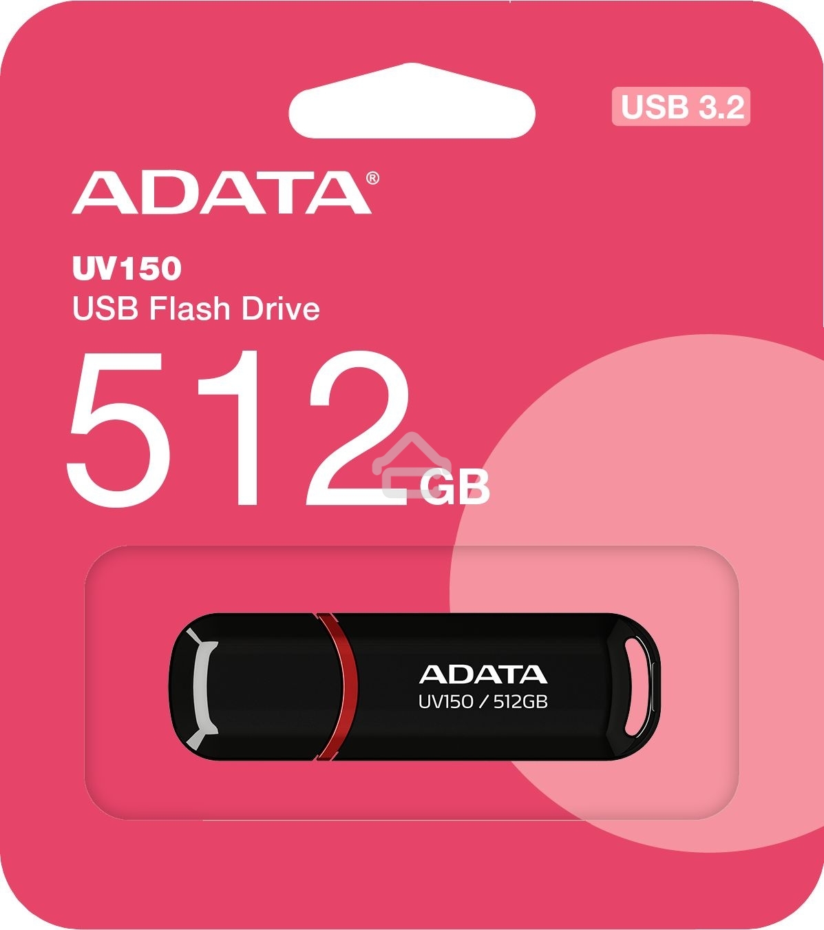 Флешка USB R/W 512GB A-DATA UV150, USB 3.2, Черный