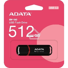 Флешка USB ADATA UV150 (AUV150-512G-RBK), 512Gb, USB 3.2, R/W 100/30, черный