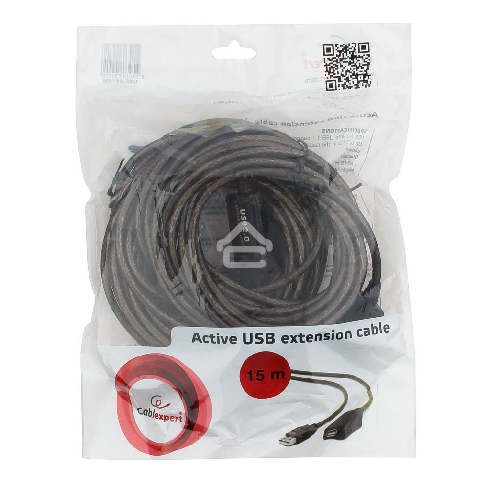 Кабель-удлинитель USB2.0 активный Cablexpert UAE-01-15M, AM/AF, 15м