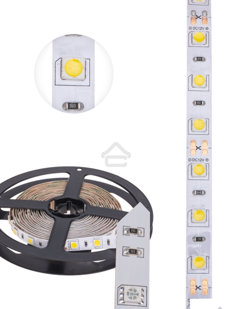 Лента LED 3 м 12 В 5050 4000 К IP23 60 LED/м для БП с клеммами LAMPER