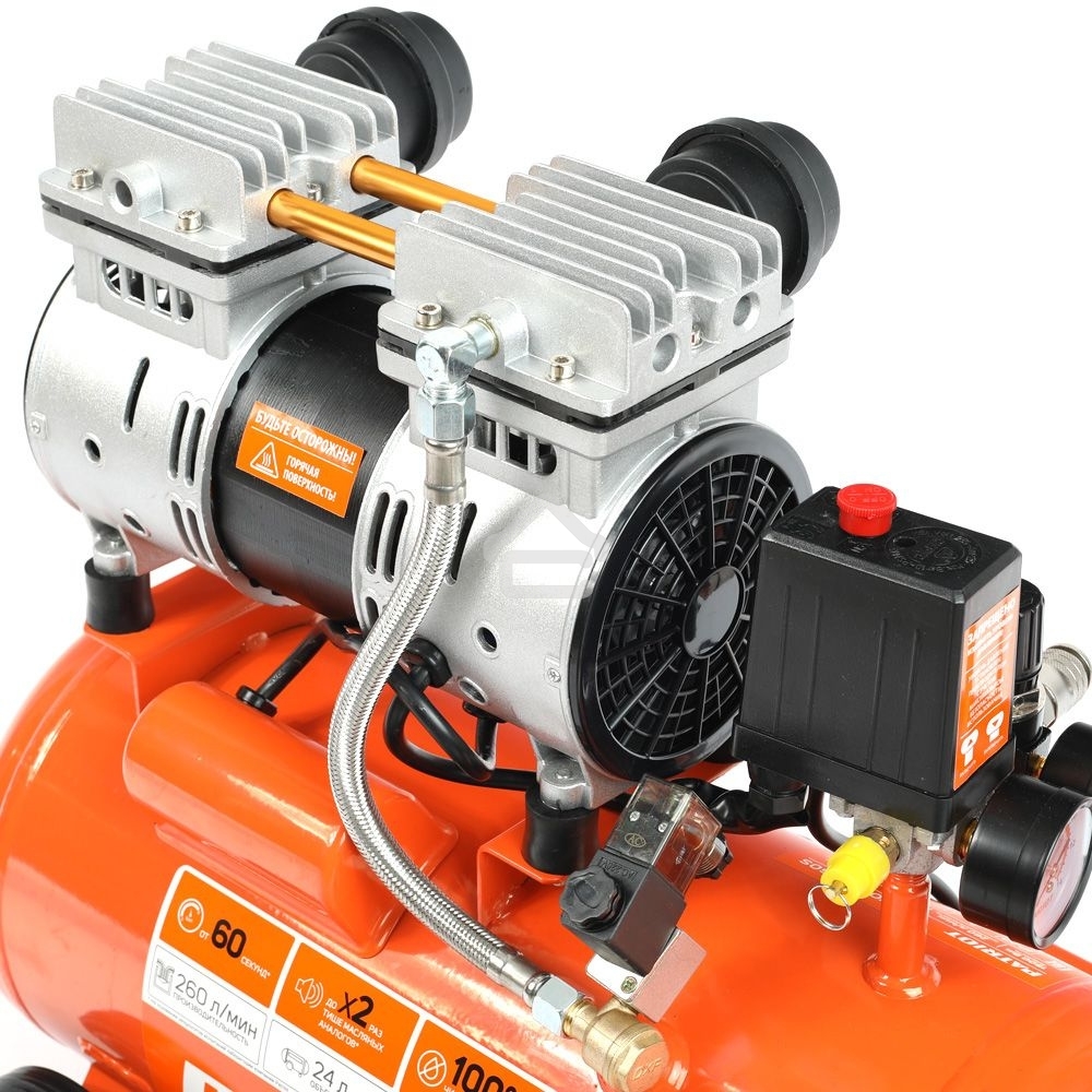 Компрессор Patriot поршневой безмасляный WO 24-260S, 260 л/мин, 8 бар, 1500 Вт, 24 л, быстросъемный 1/4