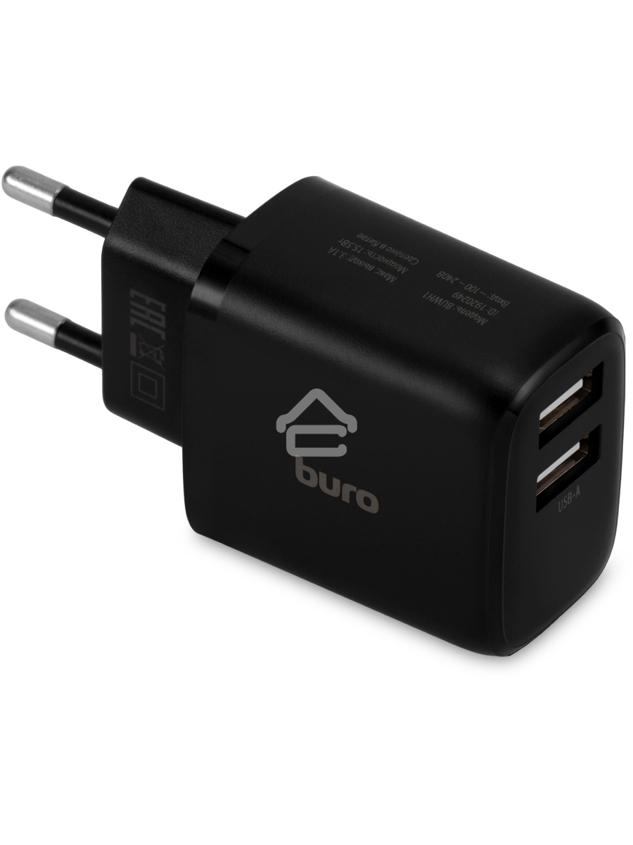 Сетевое зарядное устройство Buro BUWH1 15.5W 3.1A 2xUSB универсальное черный