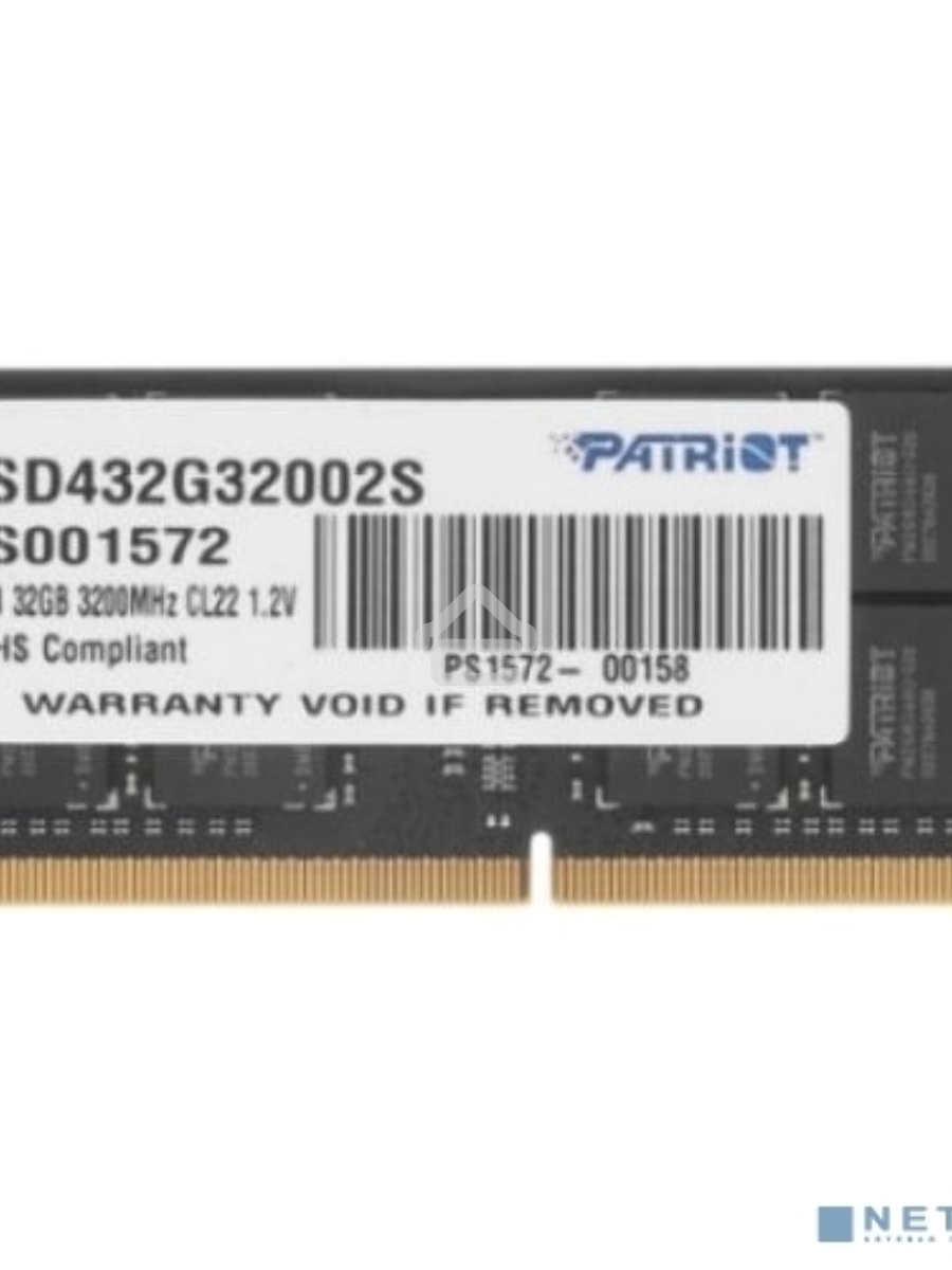 Оперативная память Patriot Signature, DDR4, 32GB (1x32 GB), 3200 MHz, CL22, SO-DIMM