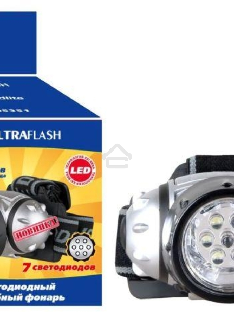 Фонарь ULTRAFLASH LED5351налобн металлик 7led 3 реж 3xr03 пласт коробка