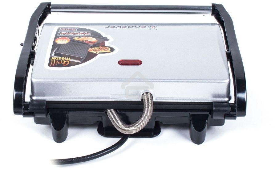 Гриль электрический Endever Grillmaster 115, 1500 Вт, авто терморегулятор, антипригарное покрытие, индикатор нагрева, серебристый/черный