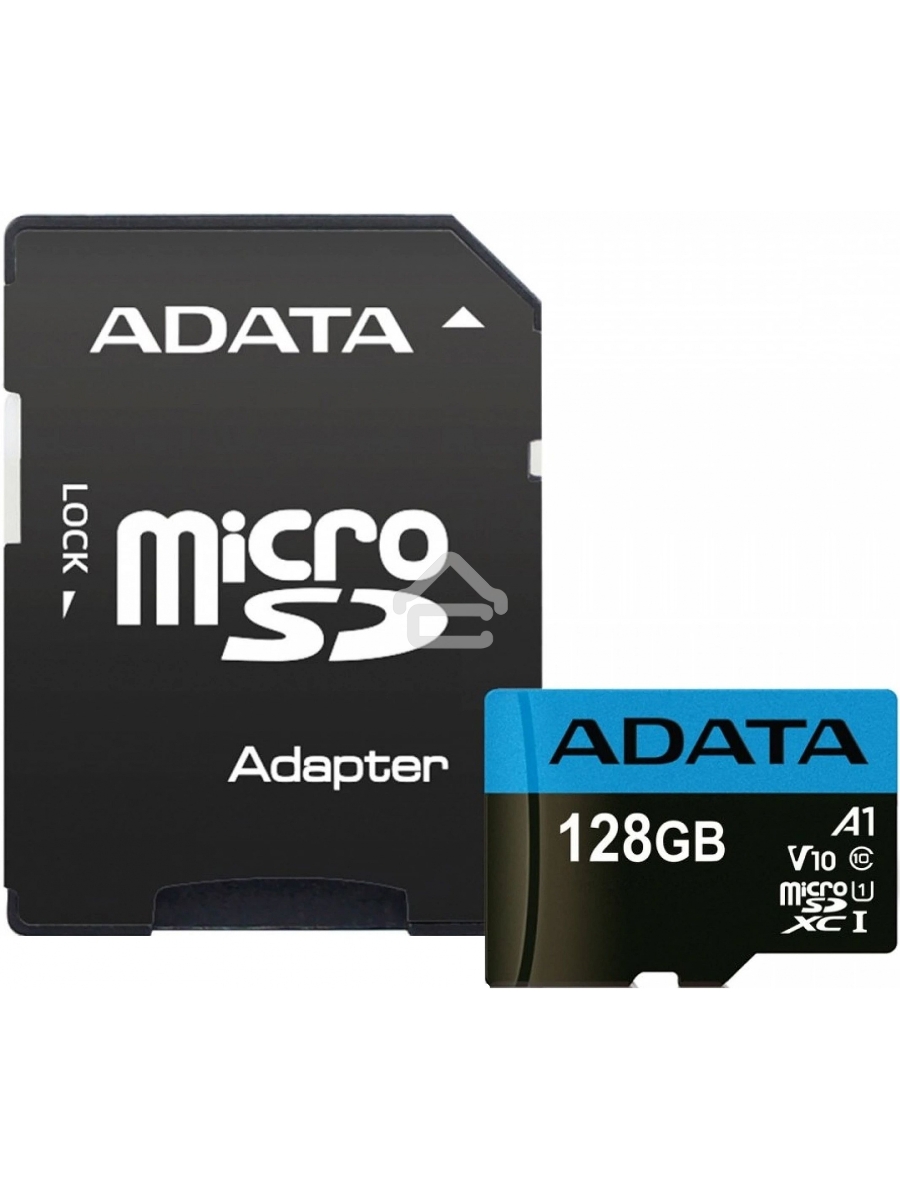 Флеш карта Micro SecureDigital 128Gb ADATA AUSDX128GUICL10A1-RA1 {MicroSDXC Class 10 UHS-I, SD adapter}