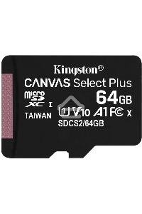 Флеш карта microSDHC 64GB microSDXC Class10 Kingston <SDCS2/64GBSP> Class10 UHS-I Canvas Select up to 100MB/s