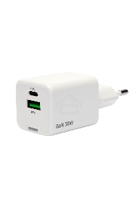 Зарядное устройство Cablexpert MP3A-PC-63, 30Вт GaN, 3А, QC4.0/PD, 1xUSB, 1xType-C, белый, пакет