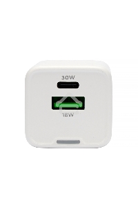 Зарядное устройство Cablexpert MP3A-PC-63, 30Вт GaN, 3А, QC4.0/PD, 1xUSB, 1xType-C, белый, пакет