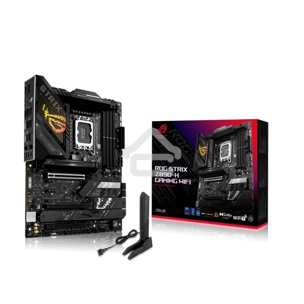 Материнская плата ASUS ROG STRIX Z890-H GAMING WIFI, LGA1851, Intel Z890, 4xDDR5, 4xSATA, 4xM.2, 1xPCIe 5.0 x16, 2xPCIe 4.0 x16, 1xDP, 1xHDMI, 1x5Gb LAN, Wi-Fi 7, 2xUSB 2.0, 4xUSB 3.2 Gen 1, 4xUSB 3.2 Gen 2, 2xUSB 3.2 Gen 2x2, 1xUSB-C, 1xS/PDIF, 2x3.5 мм,