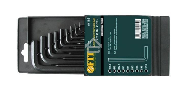 Набор торцевых ключей FIT 64185шестигранные короткие (1.5 - 10 мм) crv 9 шт (в коробочке)