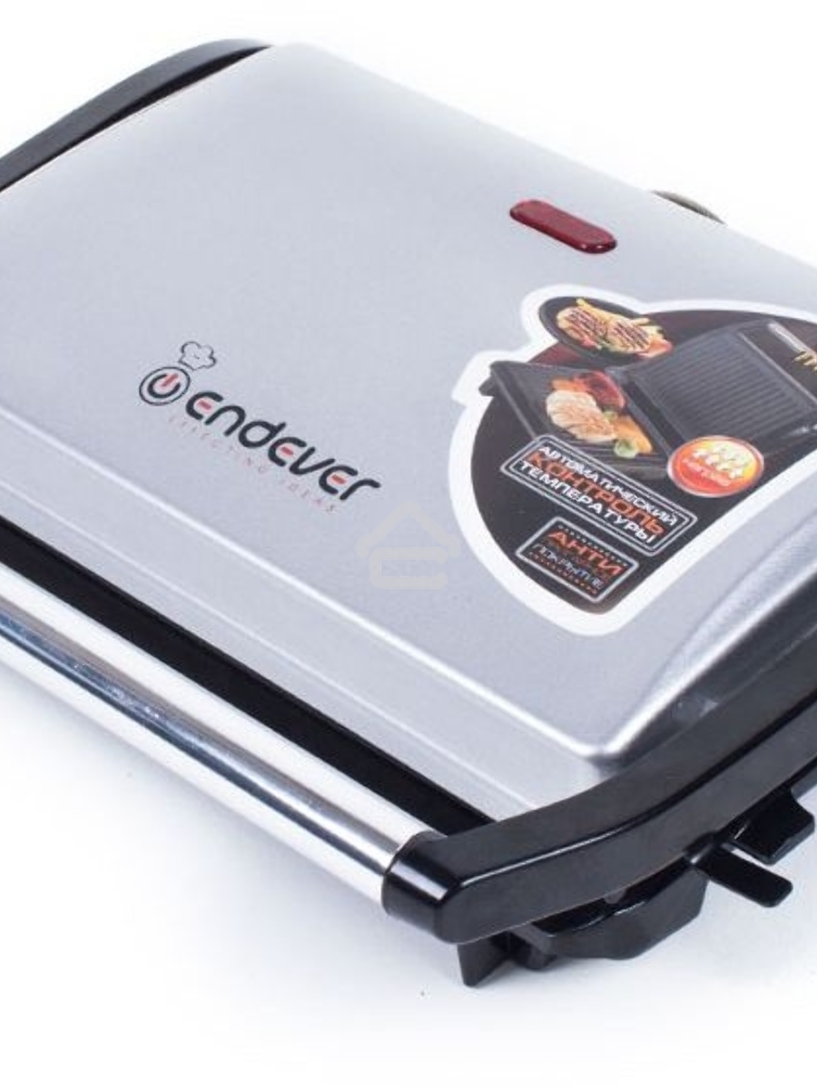 Электрогриль Endever Grillmaster 115, 1500 Вт, авто терморегулятор, антипригарное покрытие, индикатор нагрева, серебристый/черный