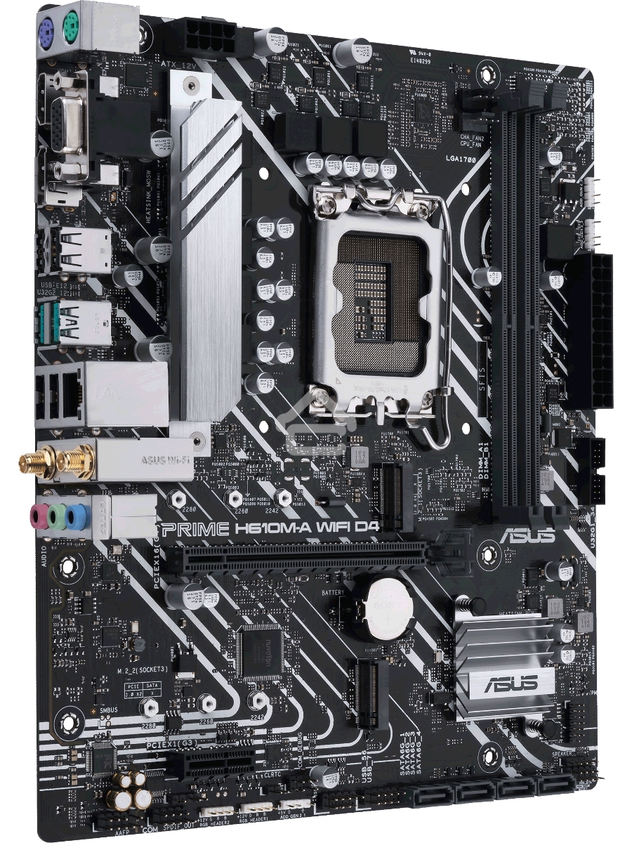 Материнская плата ASUS PRIME H610M-A WIFI D4, LGA 1700, Intel H610, 2xDDR4, 4xSATA, 2xM.2, 1xPCI-E 4.0 x16, 1xHDMI, 1xDisplayPort, 1x 1Gb LAN, 2xUSB-A 3.2 Gen 2, 4xUSB-A 2.0, 3x3.5 мм, 7.1, Micro-ATX