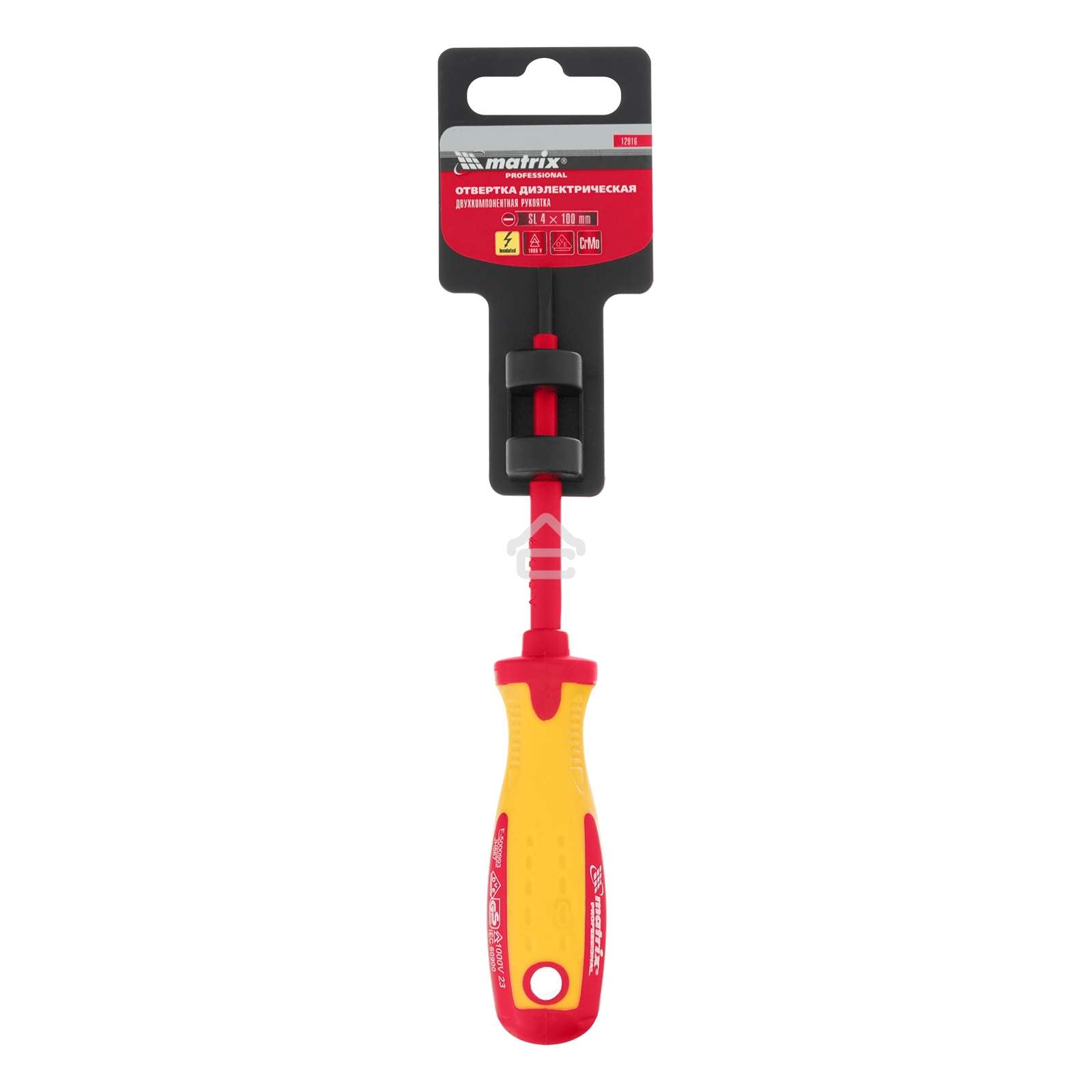 Отвертка Matrix Insulated, SL4,0 x 100 мм, CrMo, до 1000 В, двухкомп.рукоятка