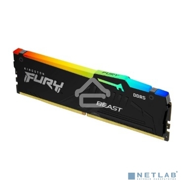 Оперативная память Kingston Fury Beast, DDR5, 32GB (1x32GB), 6000MHz, CL36, DIMM, с радиатором, RGB, черный