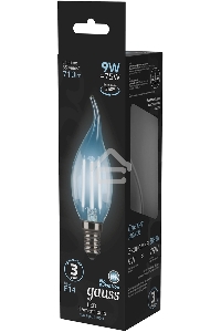Лампа светодиодная Gauss Filament 9Вт цок.:E14 свеча 220B св.свеч.бел.нейт. CF35 (упак.:10шт) (104801209)