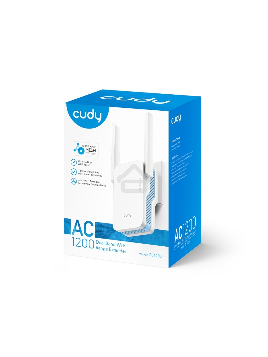 Повторитель беспроводного сигнала Cudy RE1200 AC1200 10/100BASE-TX/Wi-Fi белый